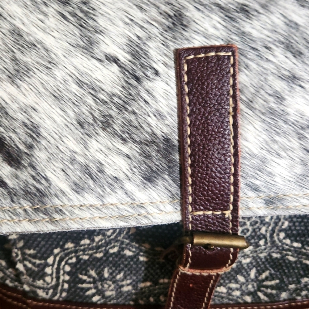 Myra Leather And Cowhide Fabric Stylish Square Backpack - Picture 6 of 15
